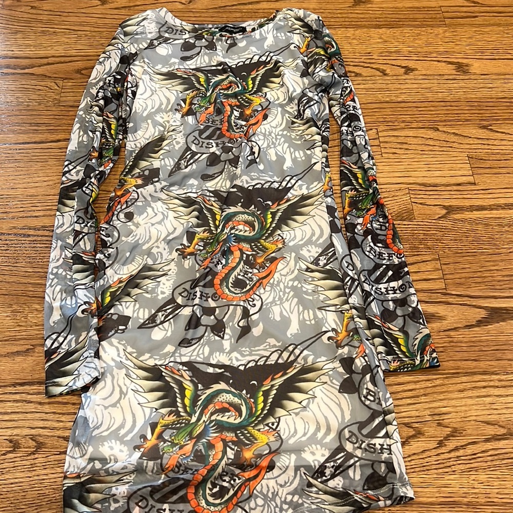 Ed Hardy | Dresses | Ed Hardy Dragon Wings Mesh Dress | Poshmark